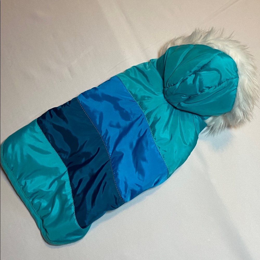 Dog Winter Hooded Jacket Coat Size Small Blue